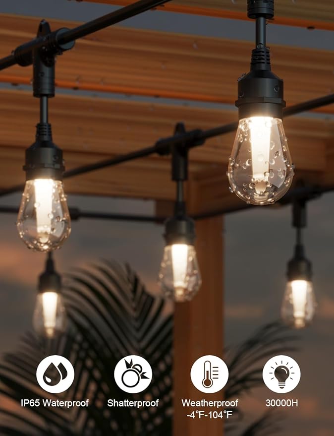 XMCOSY+ Outdoor String Lights Smart, 49Ft RGBCWIC Patio Lights Waterproof - Image 7