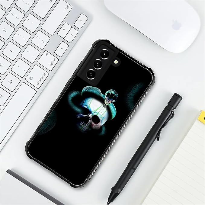 for Samsung Galaxy S22 Case, Skeleton Winding Snake Pattern Graphic Design Girl - Image 7