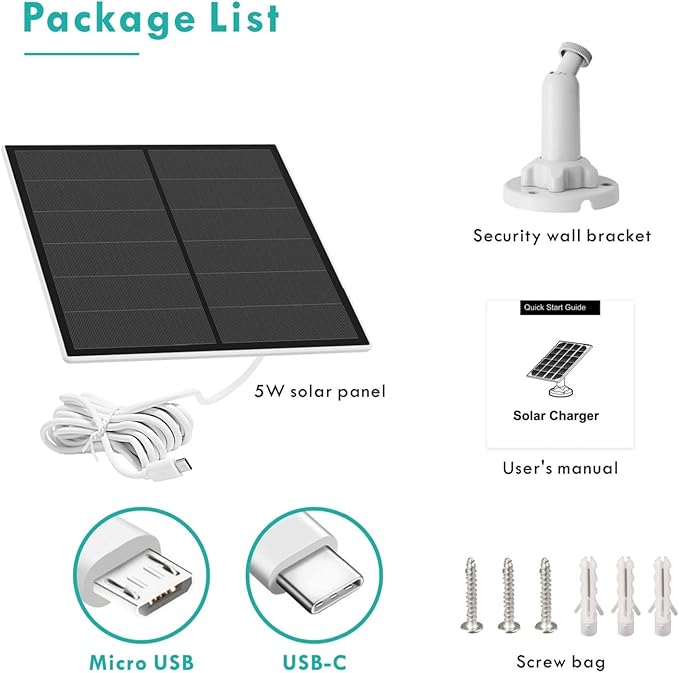 Solar Panel for Security Camera, 5W USB Solar Panel Compatible - Image 7