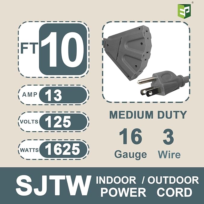 EP 2 Pack 10 Ft Outdoor Extension Cord - Image 2