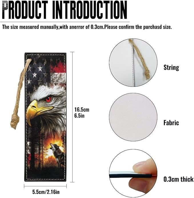 Large Bible Cover Case for Women Men American Flag Wolf Bald Eagle Print PU - Image 6