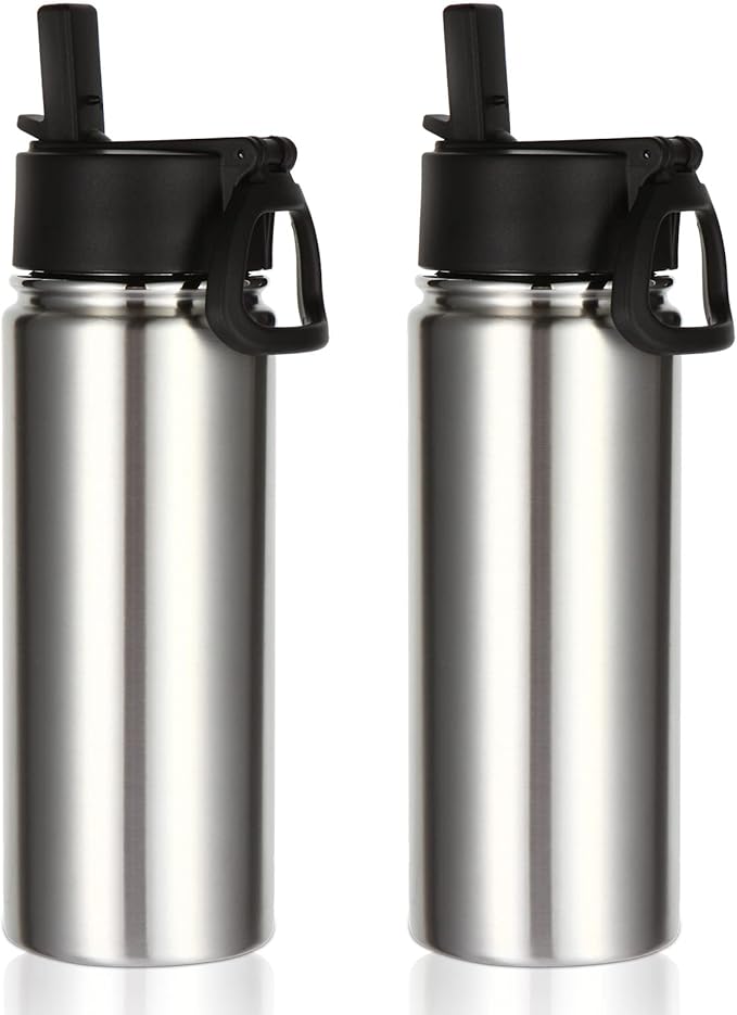 Volhoply 18oz Insulated Water Bottle Bulk 2 Pack, Kids Stainless Steel Water by LiveFully%EF%BC%8CDrinkFreely%E2%80%94KeepGoingwithVolhoply%EF%BC%81