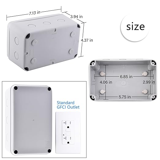 NineLeaf IP66 Waterproof Junction Box Outdoor, 7 1/8" x 4 1/2" x 4" White - Image 4