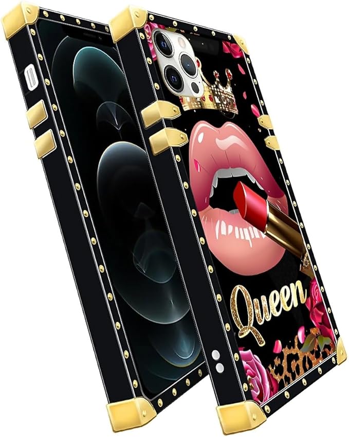 Compatible with iPhone 11 Pro Max Case, Glitter Red Rose Queen Leopard Lipstick - Image 3