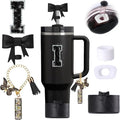 6pcs Black Stanley Cup Accessories Set, Bow Straw Topper by MOTEERLLU