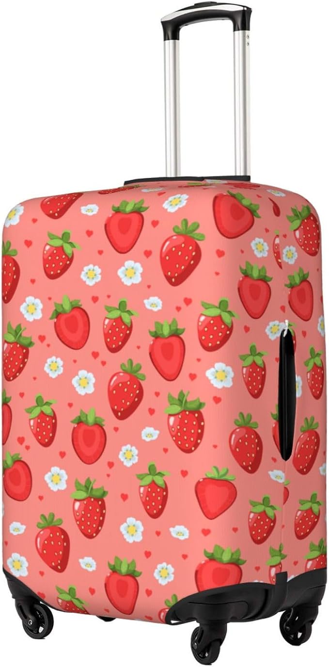 Cute Strawberry and Floral Print Elastic Luggage Cover, Suitcase Protector - Image 2