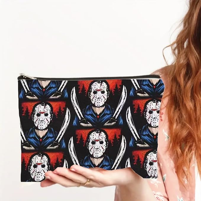 Horror Themed Makeup Bag with Zipper, Camping & Outdoor Use, Unisex Adult Gift - Image 4