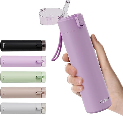 9oz Small Water Bottles with Straw, Mini Water Bottle with One-Hand Open Design by Exllena