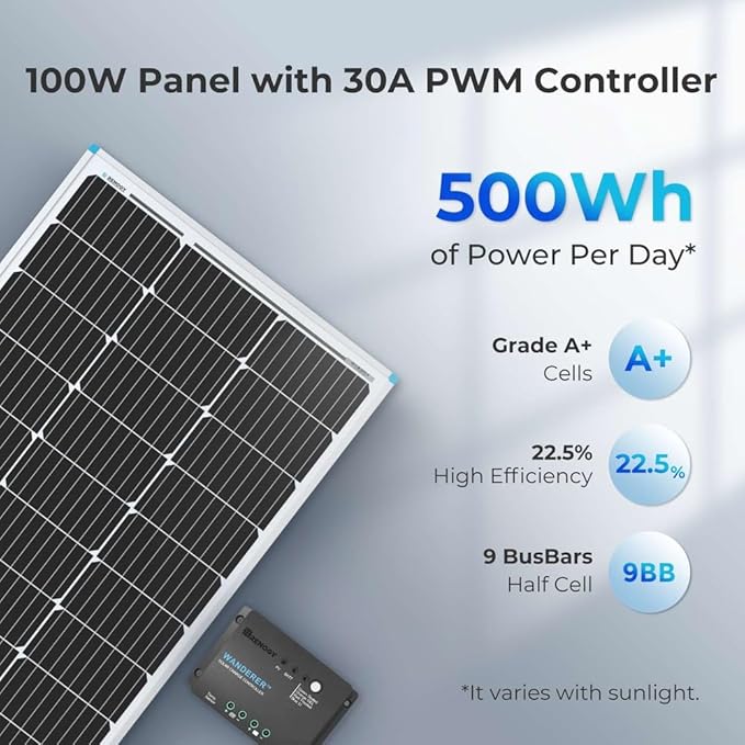 Renogy 100W 12V Solar Panel Starter Kit, 100 Watt Monocrystalline Solar Panel - Image 2