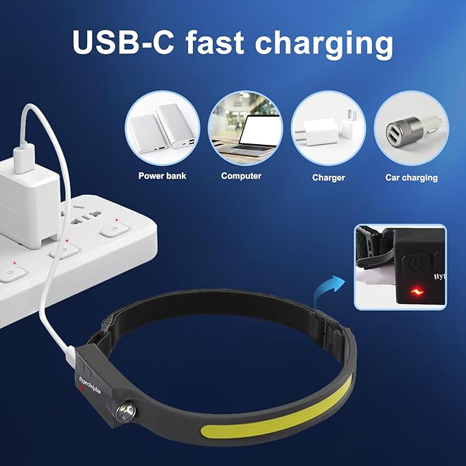 Headlamp Rechargeable LED 230° Wide Beam, USB-C Lightweight Head Lamp, Long - Image 8
