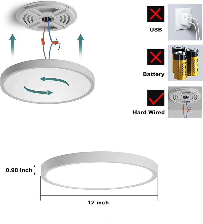 12 Inch Motion Sensor LED Ceiling Light Wired, Closet Lights Motion Activated - Image 4