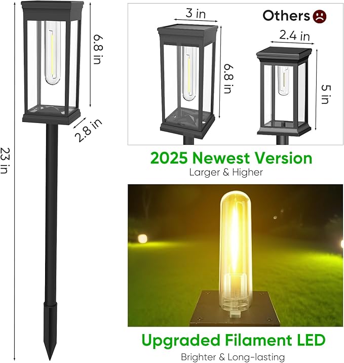 8 Pack Solar Pathway Lights Outdoor, IP65 Waterproof - Image 5