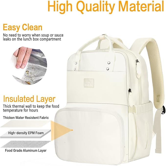 MATEIN Womens Backpack with Lunch Box, 17 Inch Laptop Backpack with Cooler - Image 4