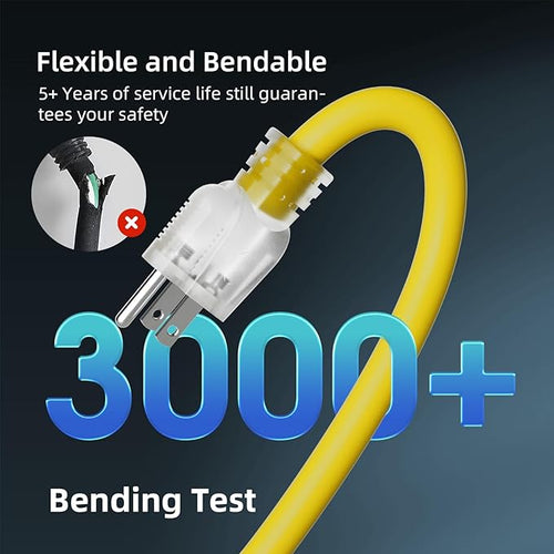 12 Gauge Outdoor Extension Cord 25 FT Waterproof, 3 Prong Plug, SJTW Heavy Duty - Image 2