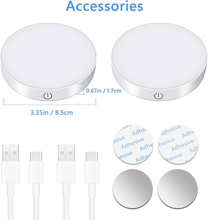 Ferswe Rechargeable Tap Lights, Dimmable Touch Night Lights - Image 6