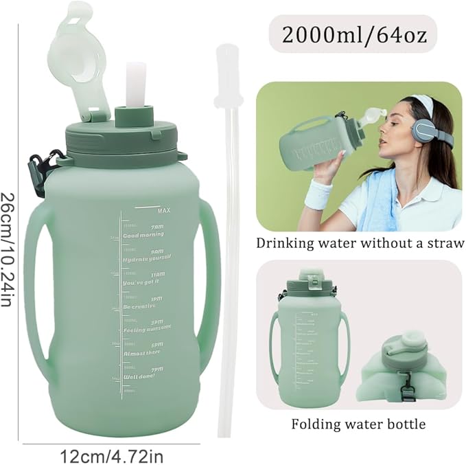 64oz Foldable Silicone Water Bottle - Image 2