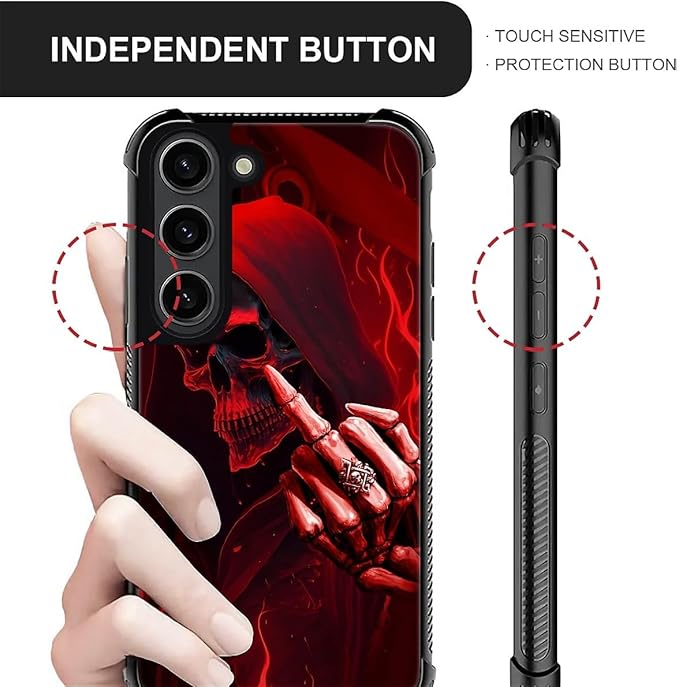 for Samsung Galaxy S23 Case, Gestures Funny Skull Pattern Graphic Design Girl - Image 6