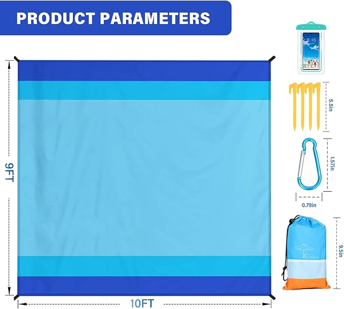 Famstar Beach Blanket Oversized Extra Large 10'X 9', Waterproof Sandproof Beach - Image 7