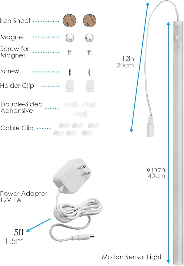 Under Cabinet Lighting LED Motion Sensor Lights Plug in Indoor, 16 inch 500LM - Image 7