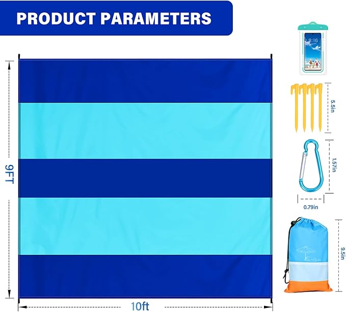 Famstar Beach Blanket Oversized Extra Large 10'X 9', Waterproof Sandproof Beach - Image 7