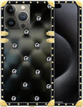 Compatible with iPhone 16 Pro Max Case, Shiny Black Sofa Crystal Luxury Golden by Unknown