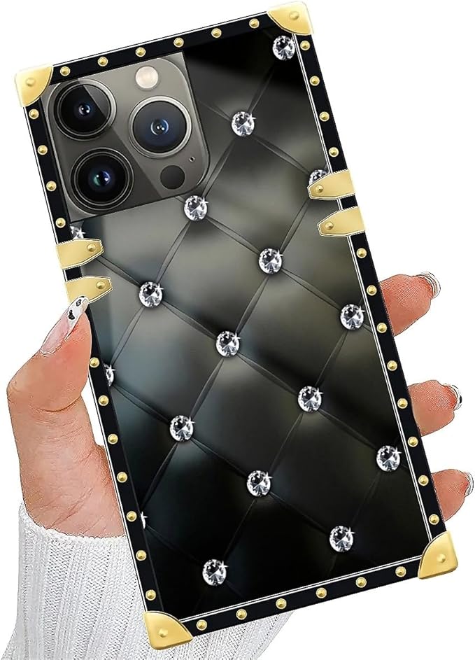 Compatible with iPhone 14 Pro Case, Shiny Black Sofa Crystal Luxury Golden - Image 6