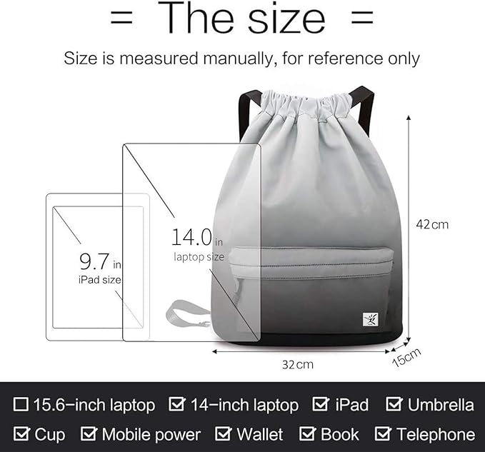 Waterproof Drawstring Bag, Gym Bag Sackpack Sports Beach Backpack - Image 7