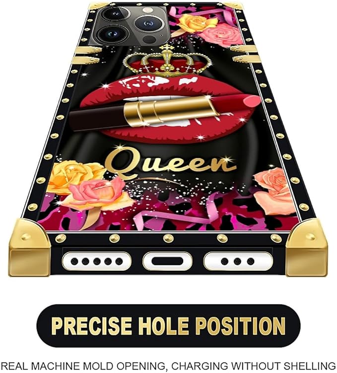 Compatible with iPhone 16 Pro Max Case, Queen Lip Crown Leopard Print Luxury - Image 5