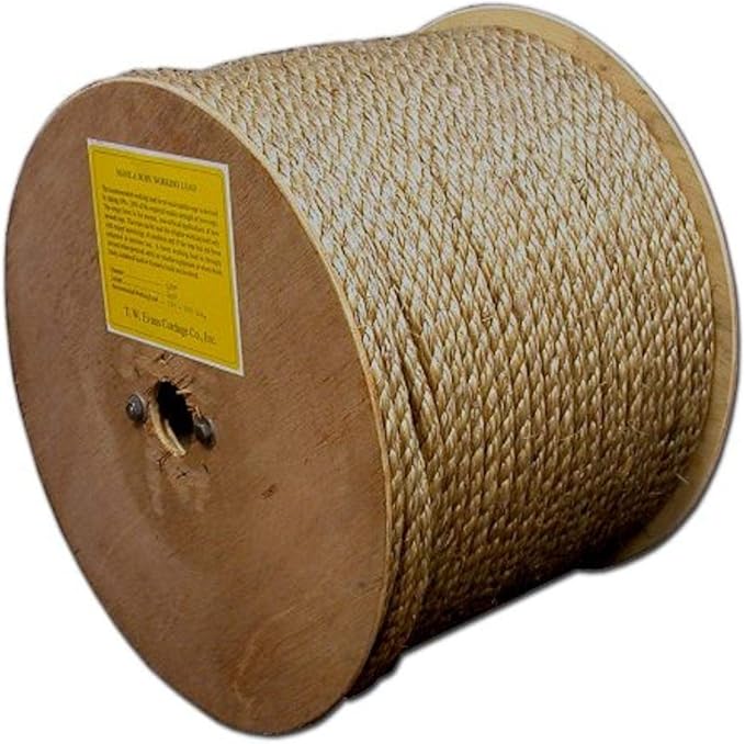 T.W Evans Cordage 25-001A 1/4-Inch by 1200-Feet Pure Number-1 Manila Rope Reel by T.W+.+Evans+Cordage+Co.