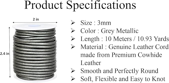 GENIQUE Real/Genuine Round Leather String Cord - Image 3