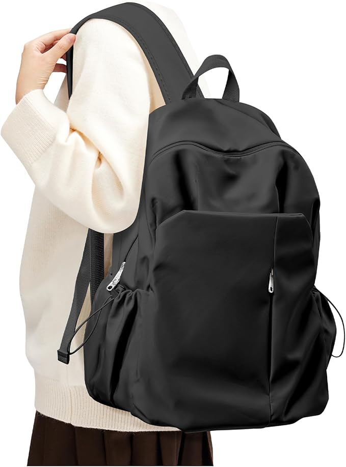 SEAFEW Black Backpack for School, High School Bookbag Back Pack for Teens Girls - Image 8