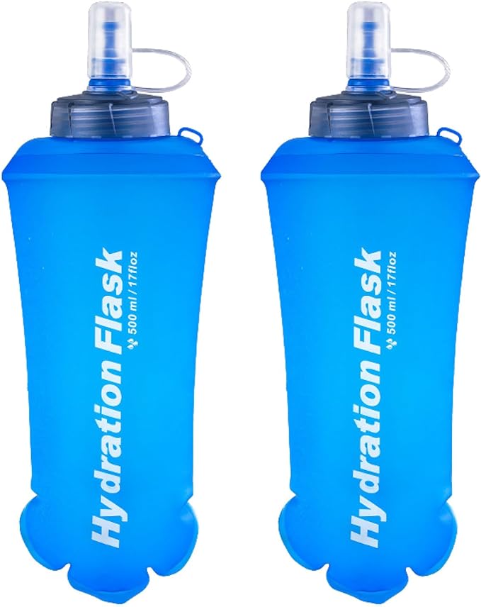 Azarxis TPU Soft Flask Collapsible Water Bottles BPA-Free 250ml 350ml 500ml by DesignedforOutdoorSports