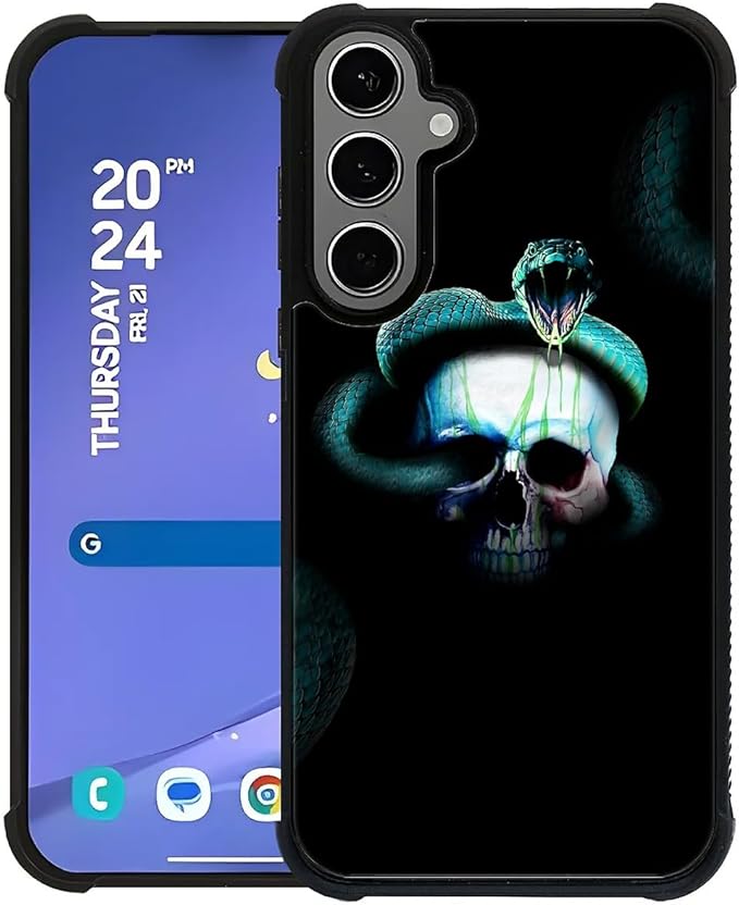 for Samsung Galaxy S24 S25 Plus Case, Skeleton Winding Snake Pattern Graphic by FKBRCL4U