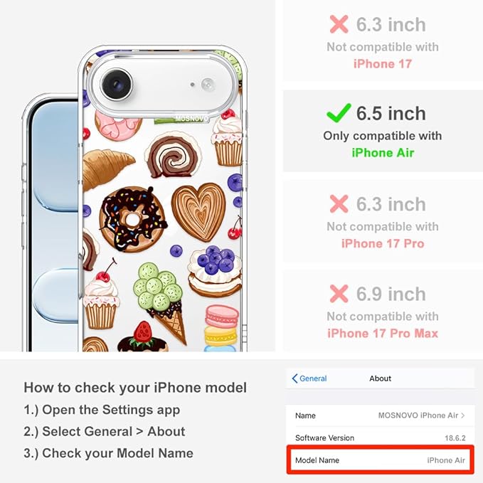 MOSNOVO for iPhone Air Case, Shockproof Military-Grade Protection 6.6ft Drop - Image 2