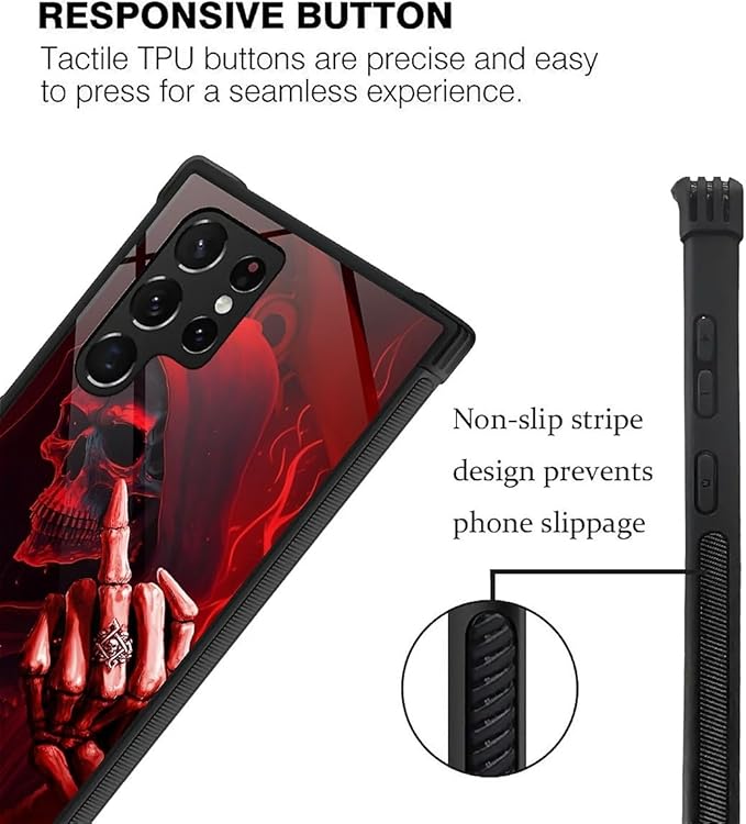 for Samsung Galaxy S22 Ultra Case, Gestures Funny Skull Pattern Graphic Design - Image 5