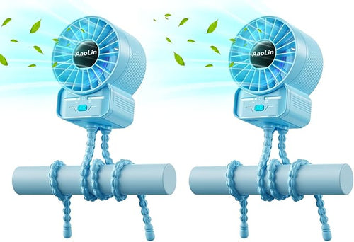 2 Pack Multifunctional Portable Stroller Fan 4 Speed 6600rpm High Speed Usb by AaoLin