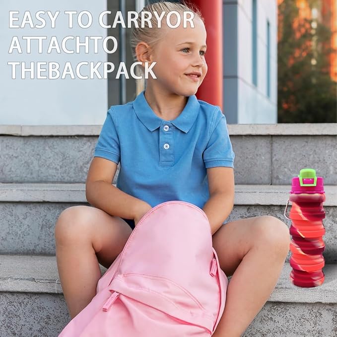 Silicone Collapsible Water Bottles, 16oz 500ml Portable Foldable Expandable - Image 6