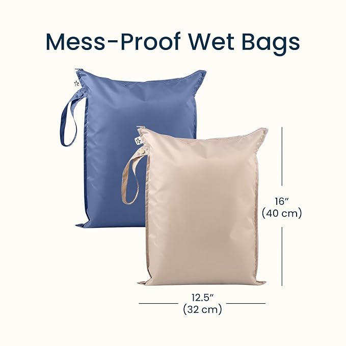 Tiny Twinkle Mess Proof Wet Bags | 2-Pack Reusable Waterproof Wet Bags - Image 4