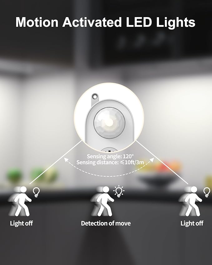 ASOKO Motion Sensor Dimmable Led Under Cabinet Lighting, 16 inches Plug in Led - Image 4