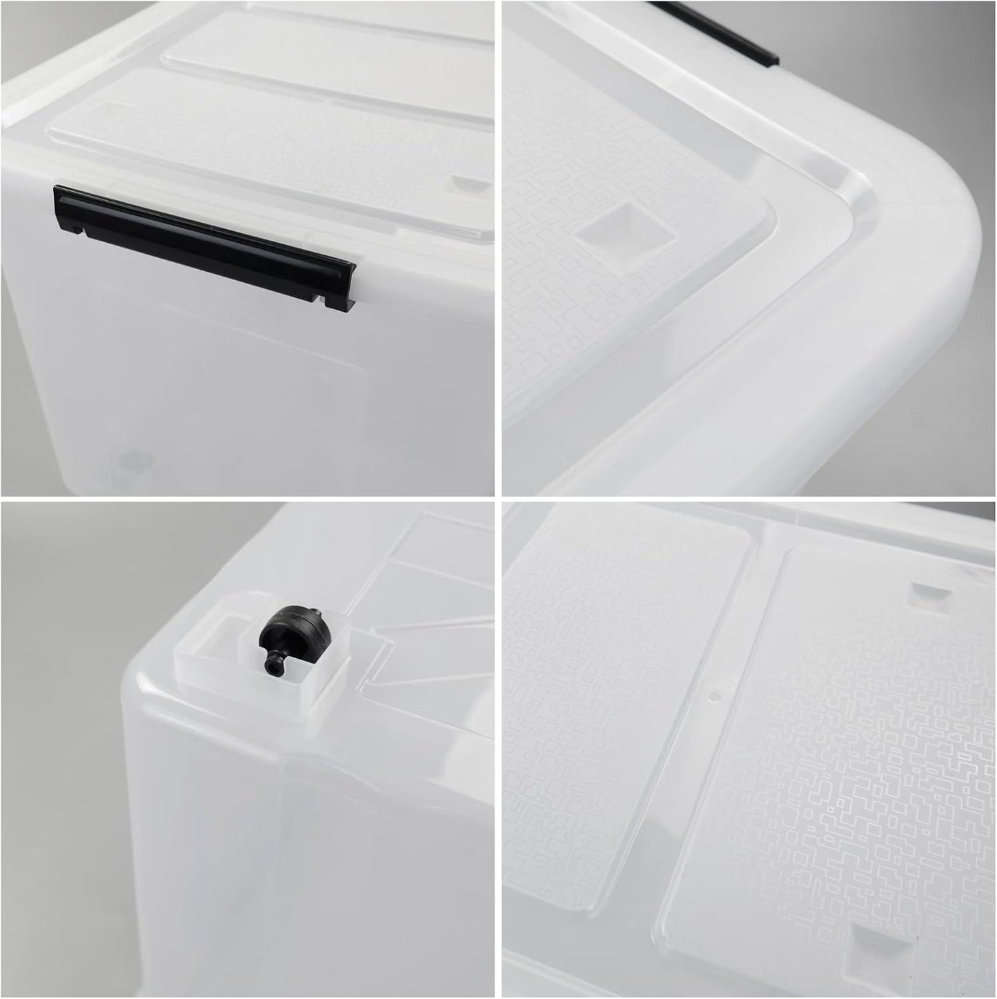 4 Packs 70L Large Plastic Storage Container with Wheels and Latching Lid, Stackable Storage Containers Bin, Clear