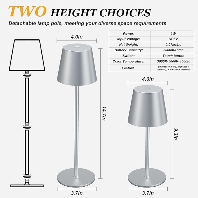 Kakanuo Cordless Table Lamp Rechargeable - Image 5