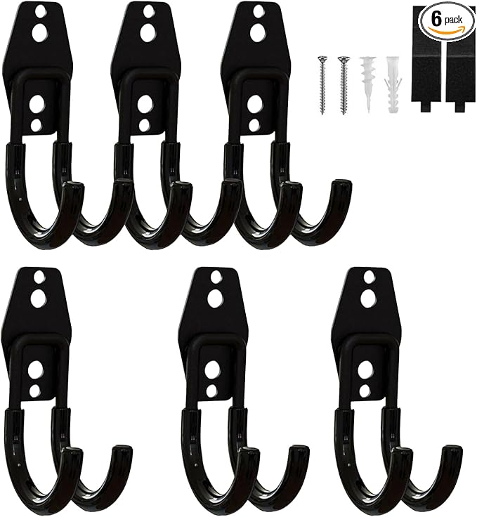 Garage Hooks Heavy Duty, 6 Pack Small Round Steel Garage Storage Hooks by BRCRXW