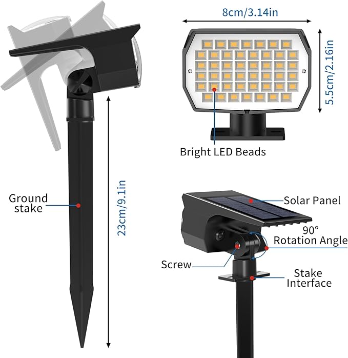 Tadyreal Solar Spot Lights Outdoor 10 Pack, Solar Landscape Spotlights - Image 6