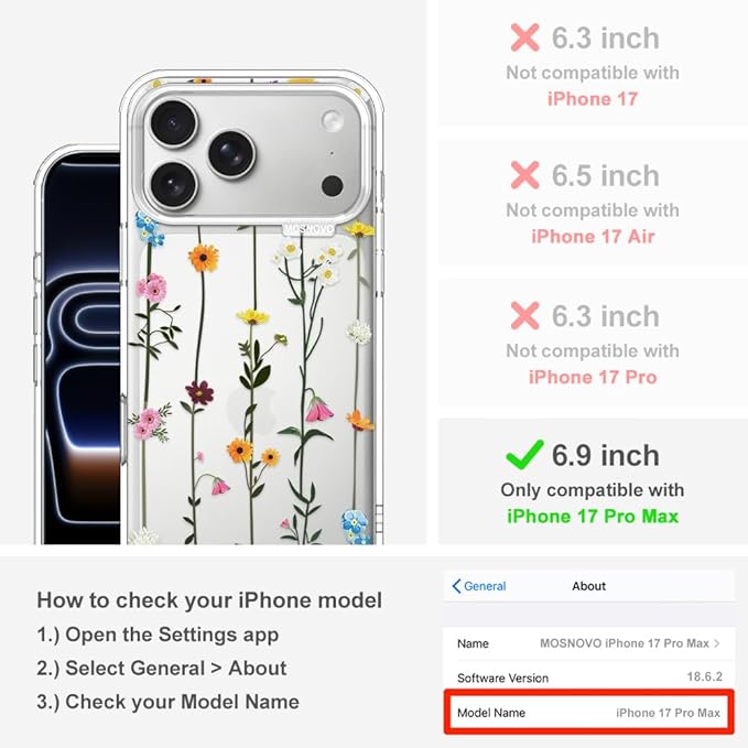 MOSNOVO for iPhone 17 Pro Max Case | Military Grade 6.6ft Drop Tested | Camera - Image 2