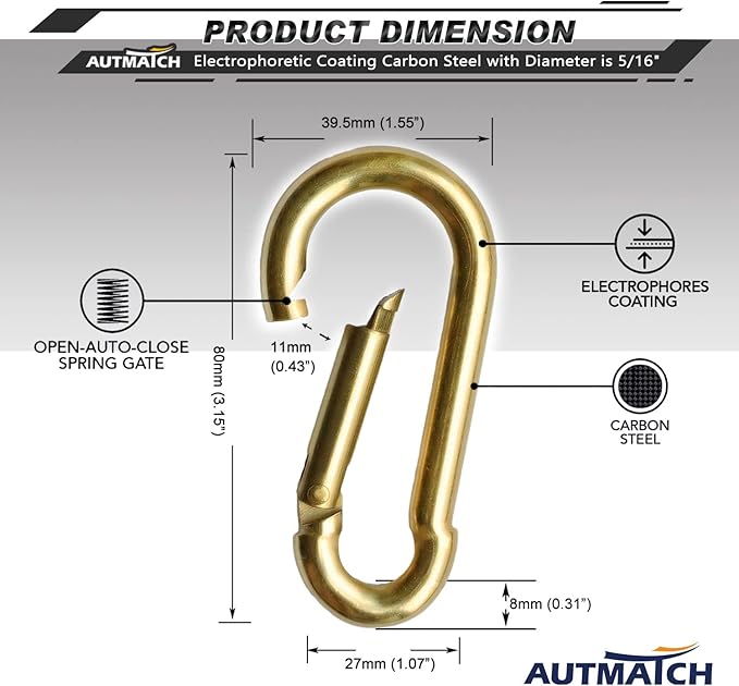 AUTMATCH Carabiner Clips, 4 Pack - Image 4