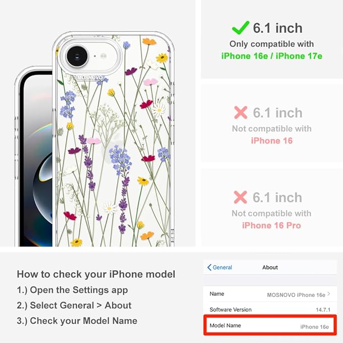 MOSNOVO for iPhone 17e Case/iPhone 16e Case, Shockproof Military-Grade - Image 2