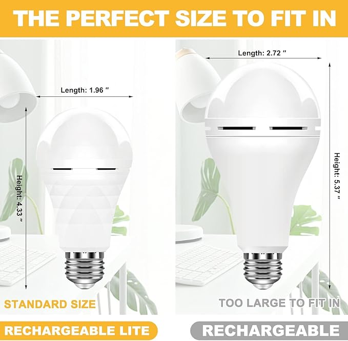 Neporal A19 Rechargeable Light Bulbs Emergency Light Bulb - Image 4