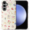 for Samsung Galaxy S24 FE Case, HL2 Aesthetic Bow Preppy Collage Hybrid 2 Layer by Unknown