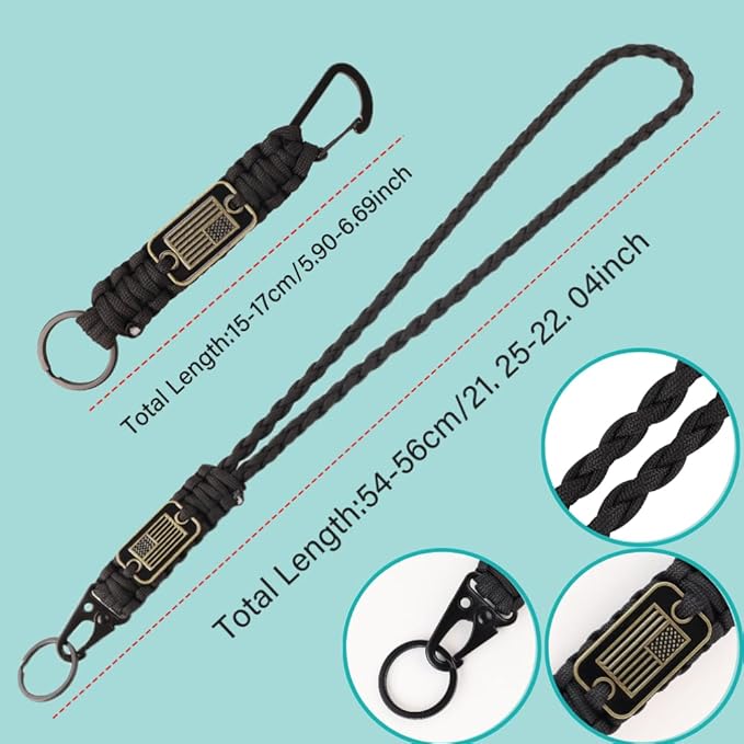 2pcs Heavy Duty Braided Paracord Lanyard Keychains - Image 2