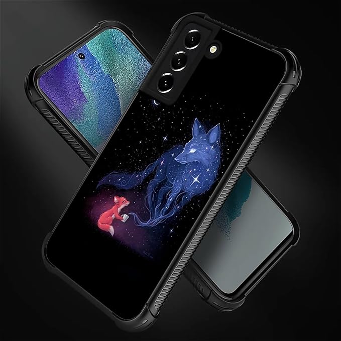 for Samsung Galaxy S21 Case, Galaxy Fox Wolf Pattern Graphic Design Girl Boy - Image 2